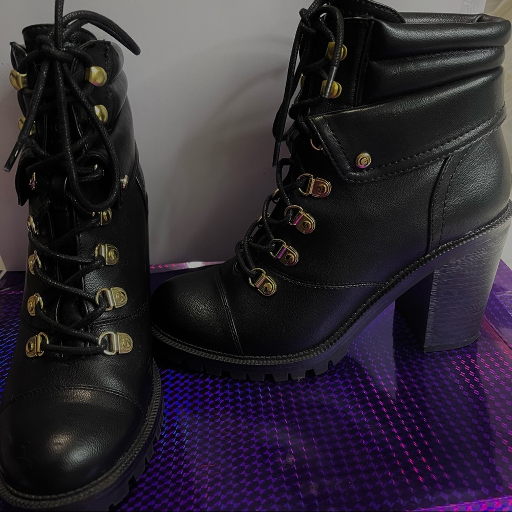 Black Leather heeled boots